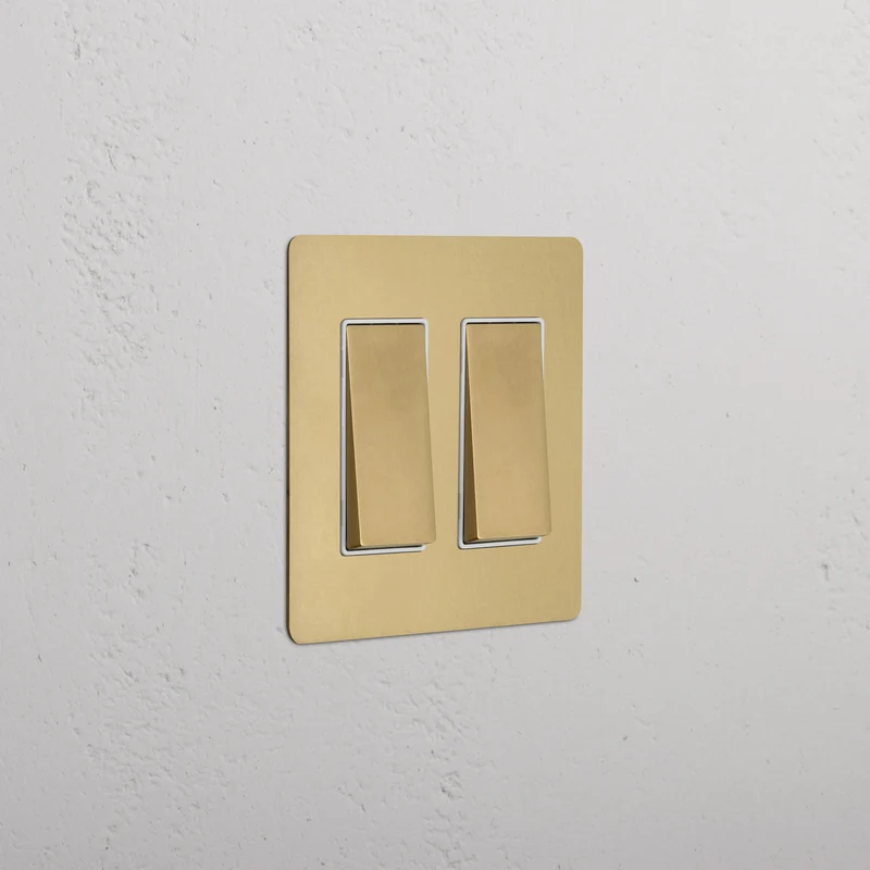 Kew 2G Rocker Switch - Antique Brass White