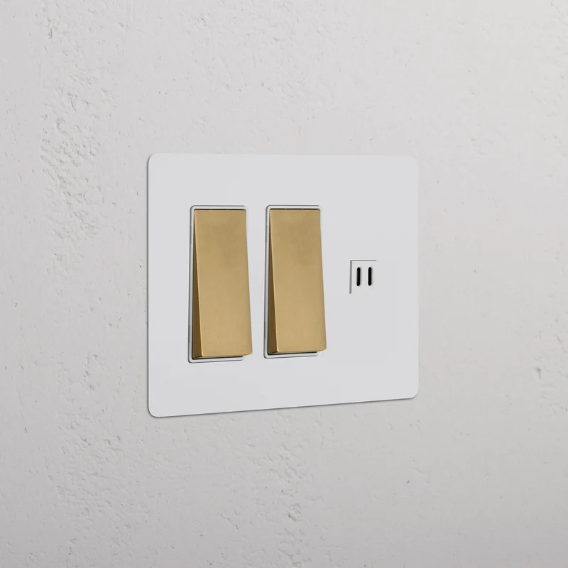 Kew 3G 2x Rocker Switch & Fast Charge USB - Paintable Antique Brass White