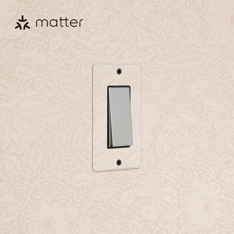 Kew 1G Smart Retractive Rocker Switch - Clear Polished Nickel Black