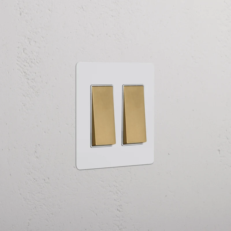 Kew 2G Rocker Switch - Paintable Antique Brass White