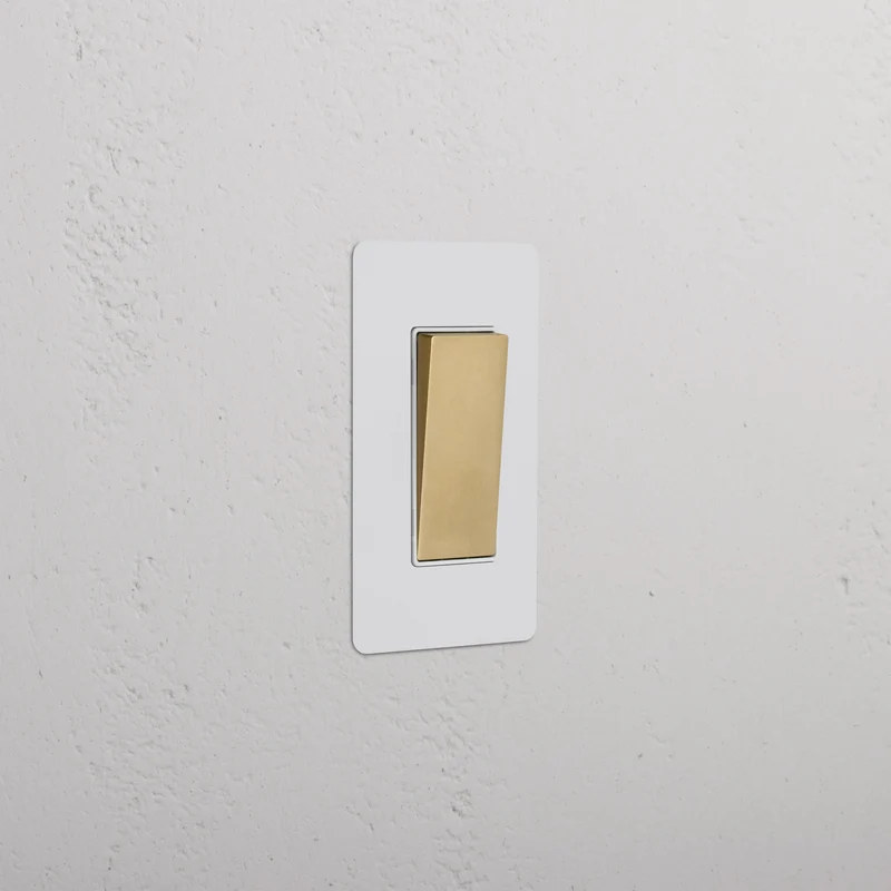Kew 1G Retractive Rocker Switch - Paintable Antique Brass White