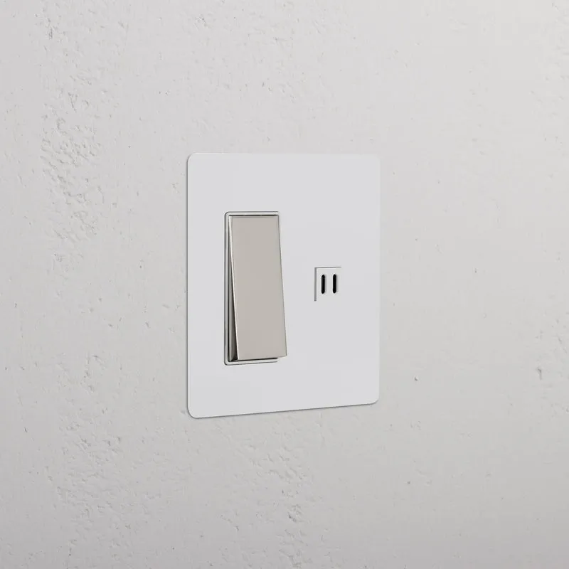 Kew 2G Rocker Switch & Fast Charge USB - Paintable Polished Nickel White