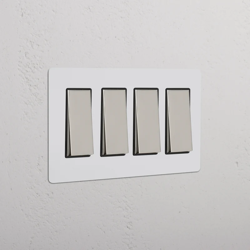 Kew 4G Rocker Switch - Paintable Polished Nickel Black