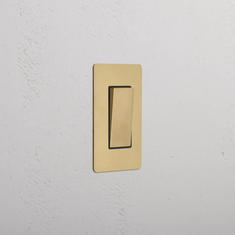 Kew 1G Retractive Rocker Switch - Antique Brass Black