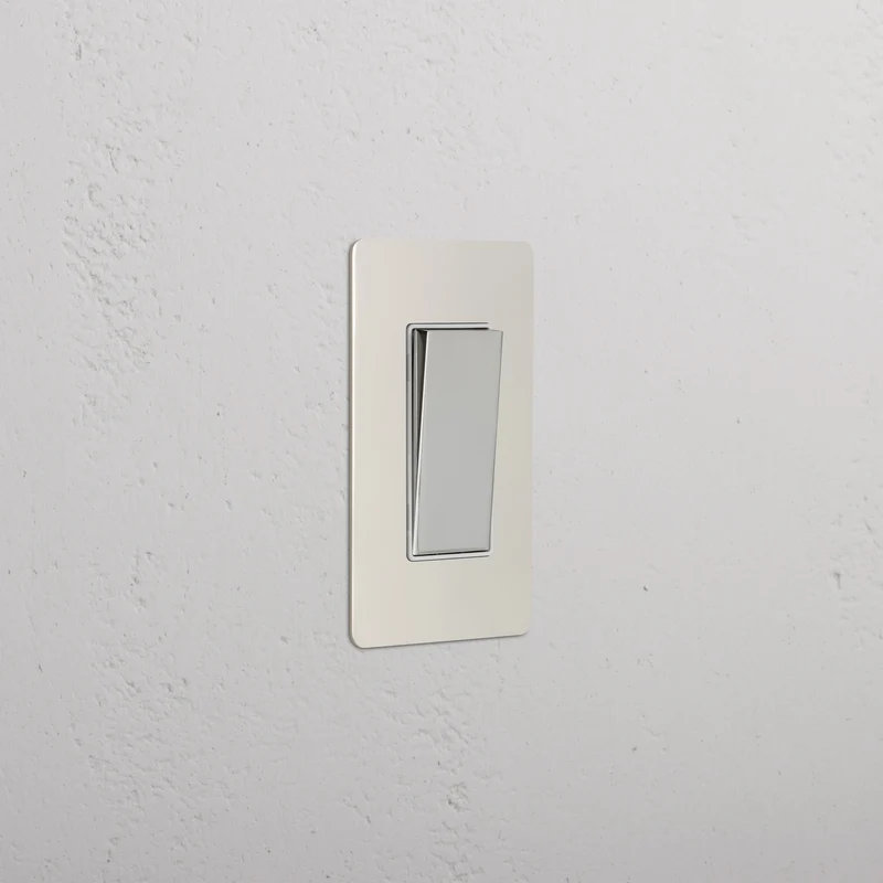 Kew 1G Retractive Rocker Switch - Polished Nickel White