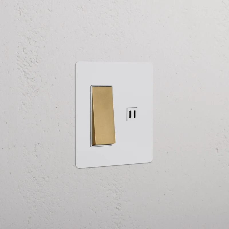Kew 2G Rocker Switch & Fast Charge USB - Paintable Antique Brass White