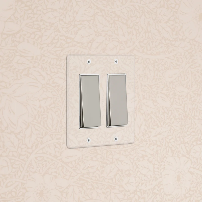 Kew 2G Rocker Switch - Clear Polished Nickel White