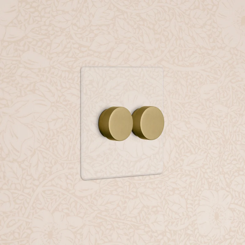 Kew 2G Dimmer Switch - Clear Antique Brass