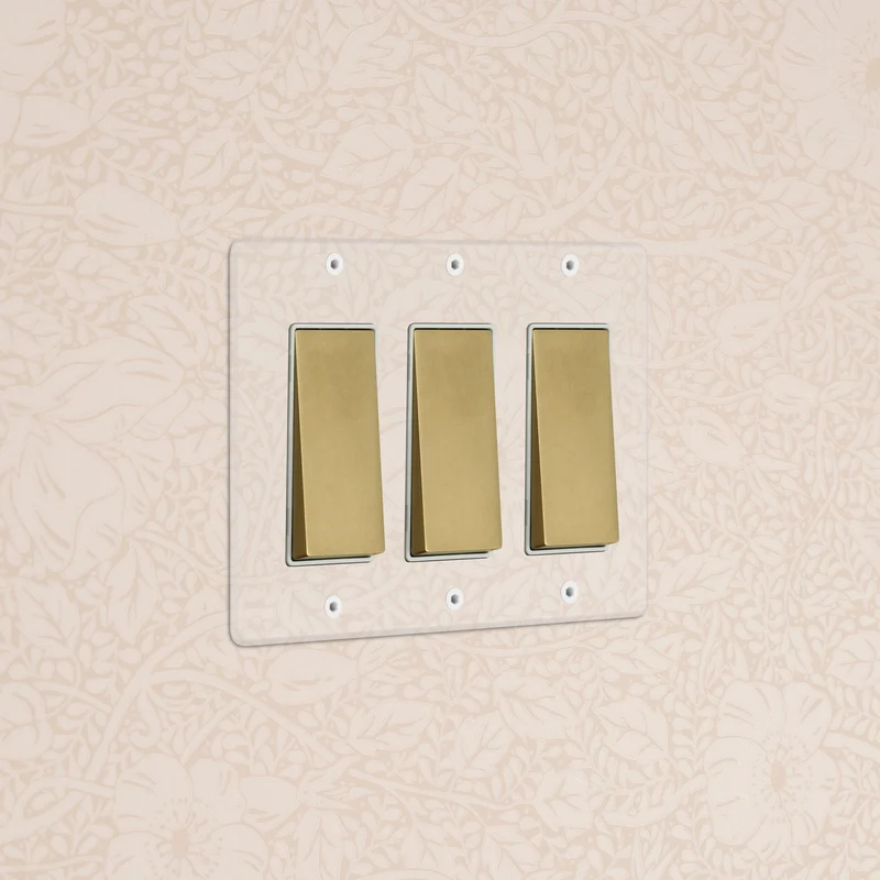 Kew 3G Rocker Switch - Clear Antique Brass White