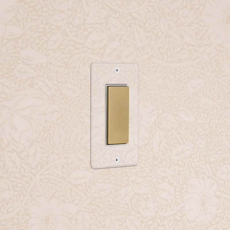 Kew 1G Center Retractive Rocker Switch - Clear Antique Brass White
