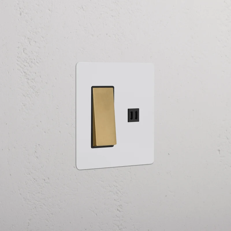 Kew 2G Rocker Switch & Fast Charge USB - Paintable Antique Brass Black