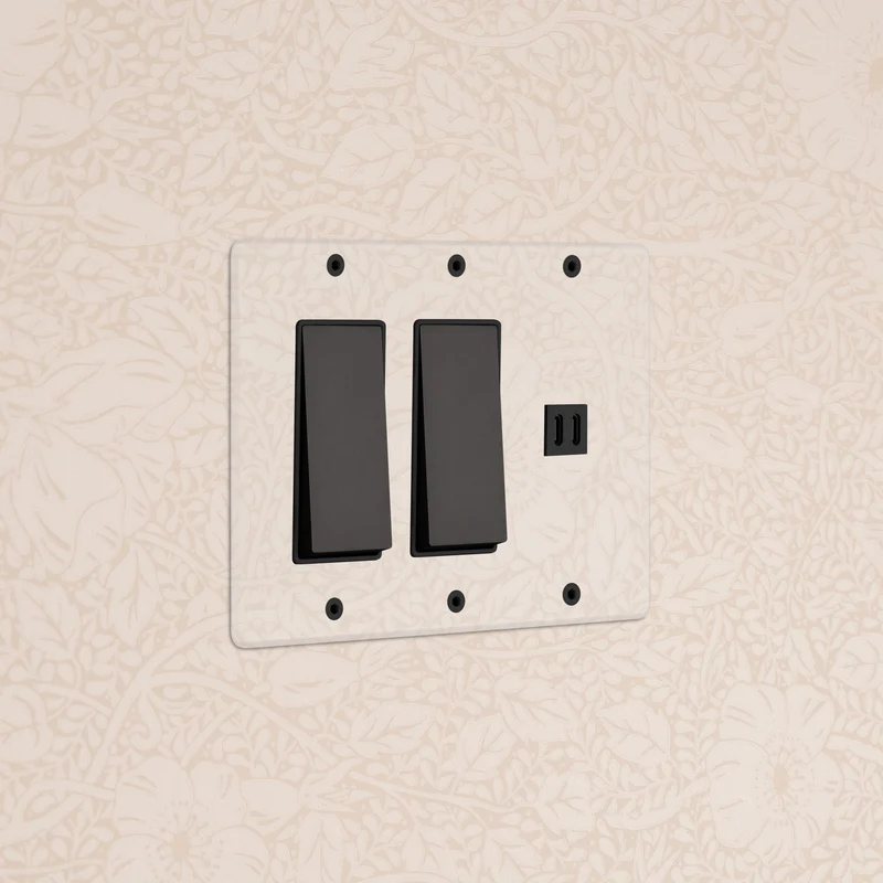 Kew 3G 2x Rocker Switch & Fast Charge USB - Clear Bronze Black