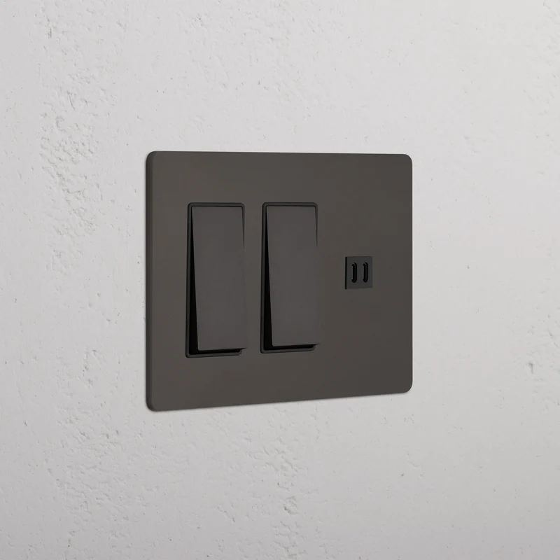 Grove 3G 2x Rocker Switch & Fast Charge USB - Bronze Black