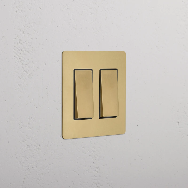 Kew 2G Rocker Switch - Antique Brass Black