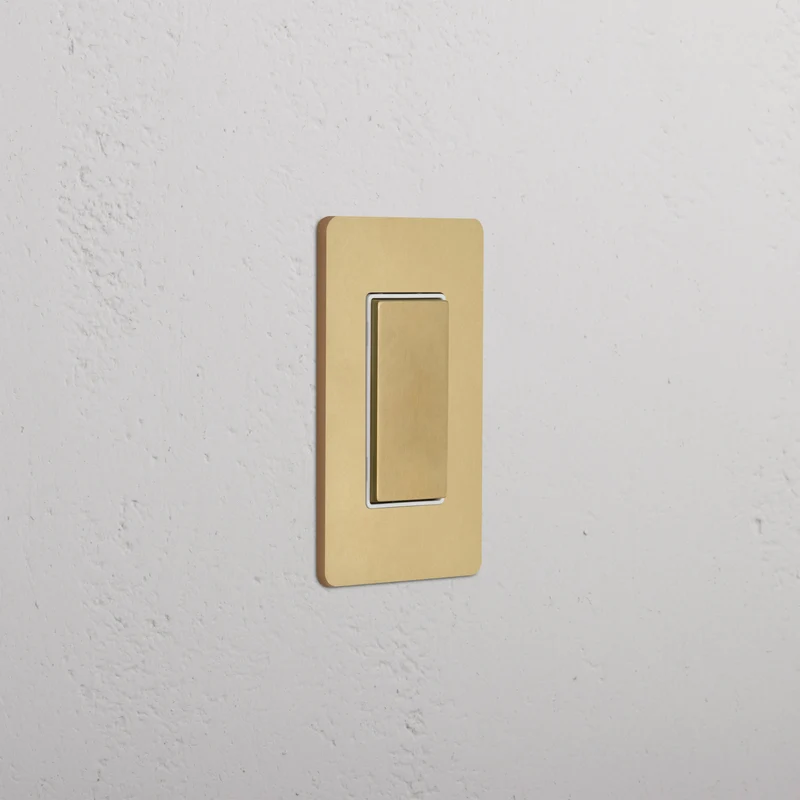 Grove 1G Center Retractive Rocker Switch - Antique Brass White