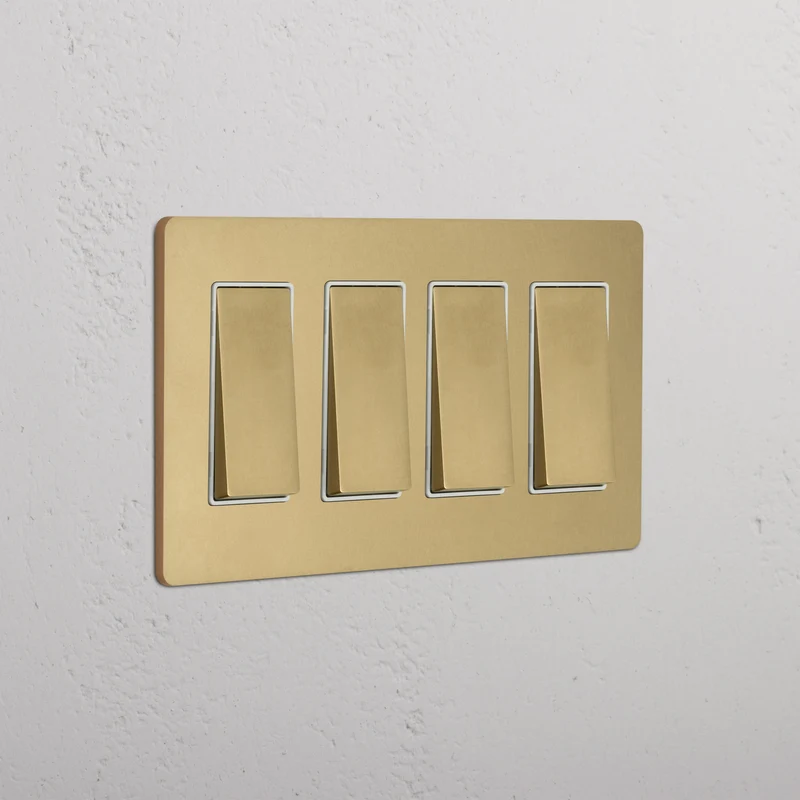 Grove 4G Rocker Switch - Antique Brass White