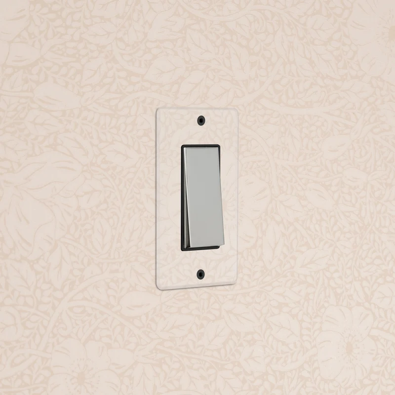 Kew 1G Double Pole Rocker Switch - Clear Polished Nickel Black