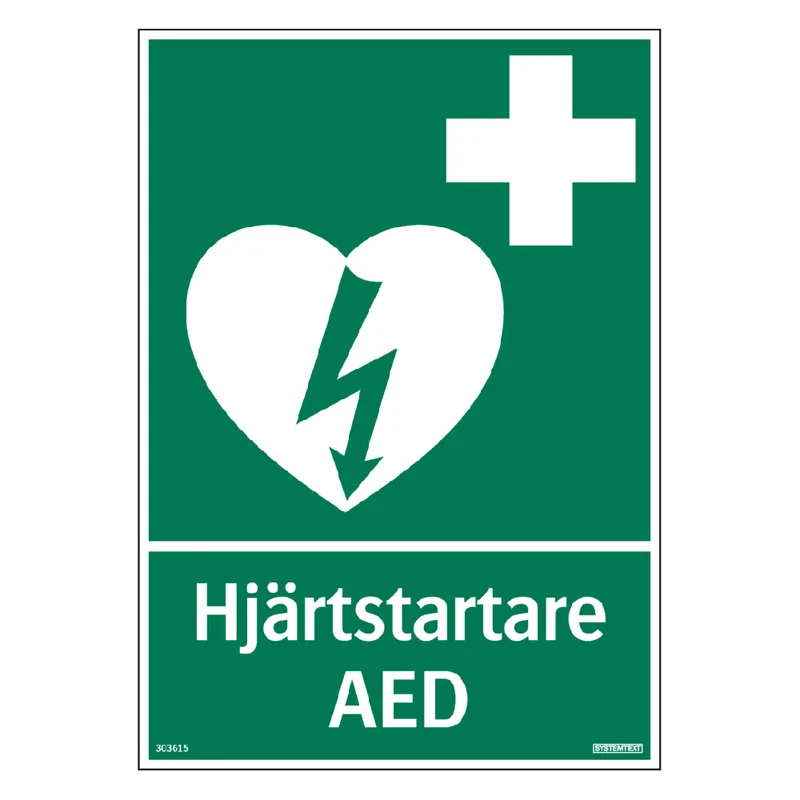 Skylt Hjärtstartare AED 210x297mm
