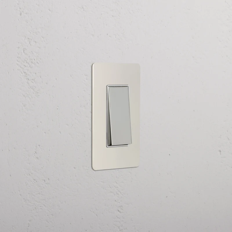 Kew 1G Double Pole Rocker Switch - Polished Nickel White