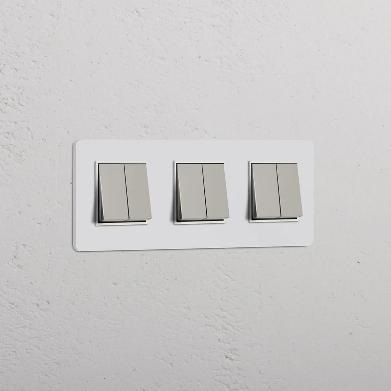 Grove Triple 6x Rocker Switch – Paintable Polished Nickel | White