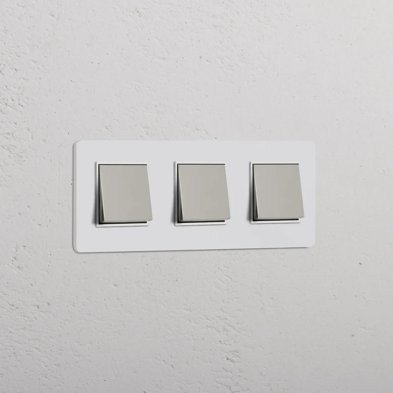 Grove Triple 3x Rocker Switch – Paintable Polished Nickel | White