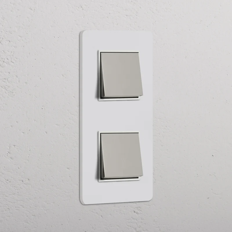 Grove Double 2x Vertical Rocker Switch – Paintable Polished Nickel | White