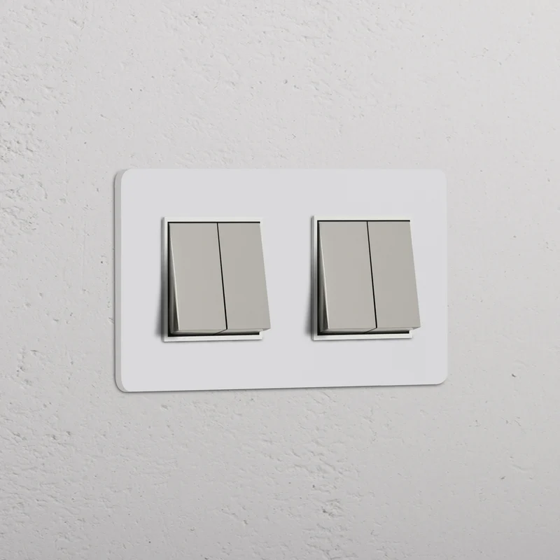 Grove Double 4x Rocker Switch – Paintable Polished Nickel | White