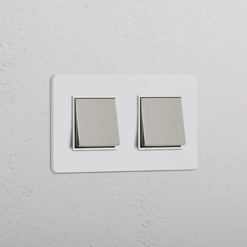 Grove Double 2x Rocker Switch – Paintable Polished Nickel | White