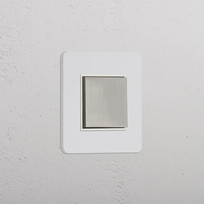 Grove Single Centre Retractive Rocker Switch – Paintable Polished Nickel | White