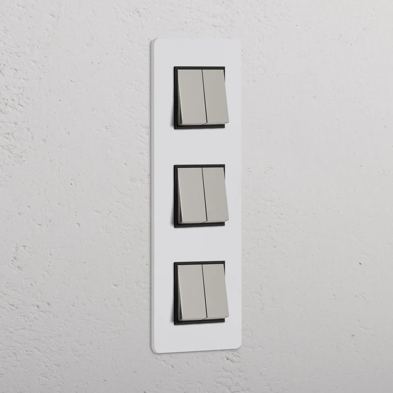 Grove Triple 6x Vertical Rocker Switch – Paintable Polished Nickel | Black