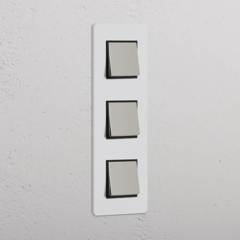 Grove Triple 3x Vertical Rocker Switch – Paintable Polished Nickel | Black