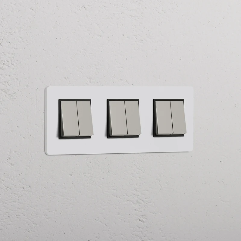 Grove Triple 6x Rocker Switch – Paintable Polished Nickel | Black