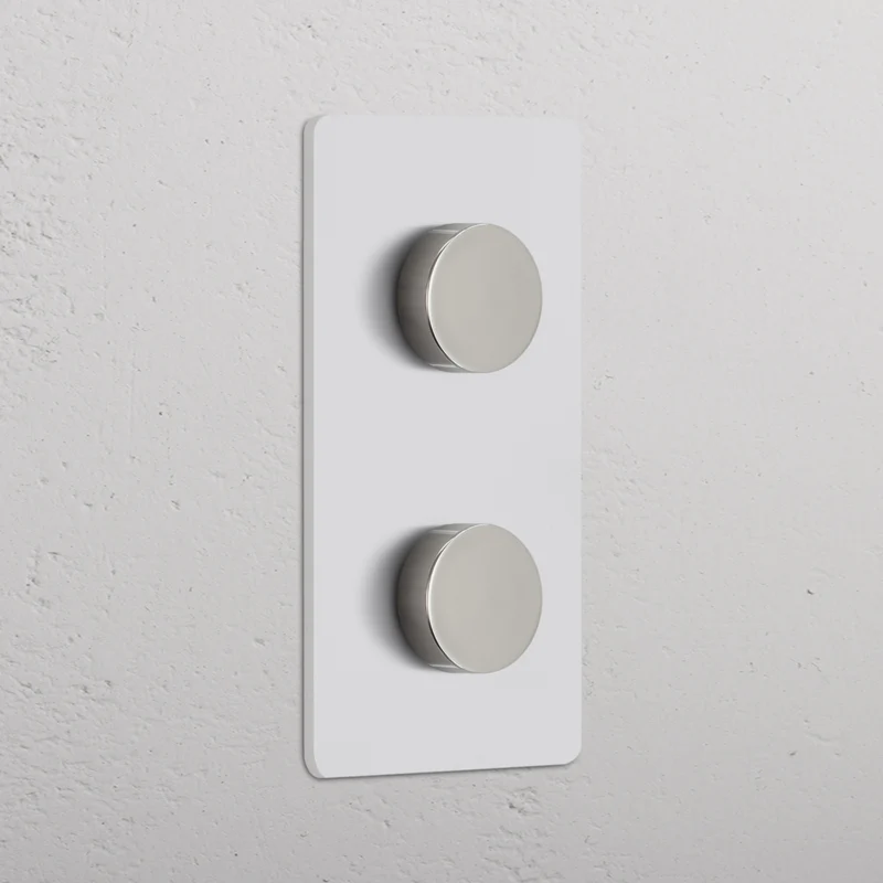 Grove Double 2x Vertical Multiway Dimmer Switch – Paintable Polished Nickel