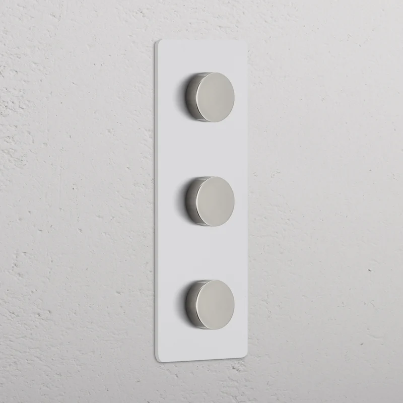 Grove Triple 3x Vertical Dimmer Switch – Paintable Polished Nickel