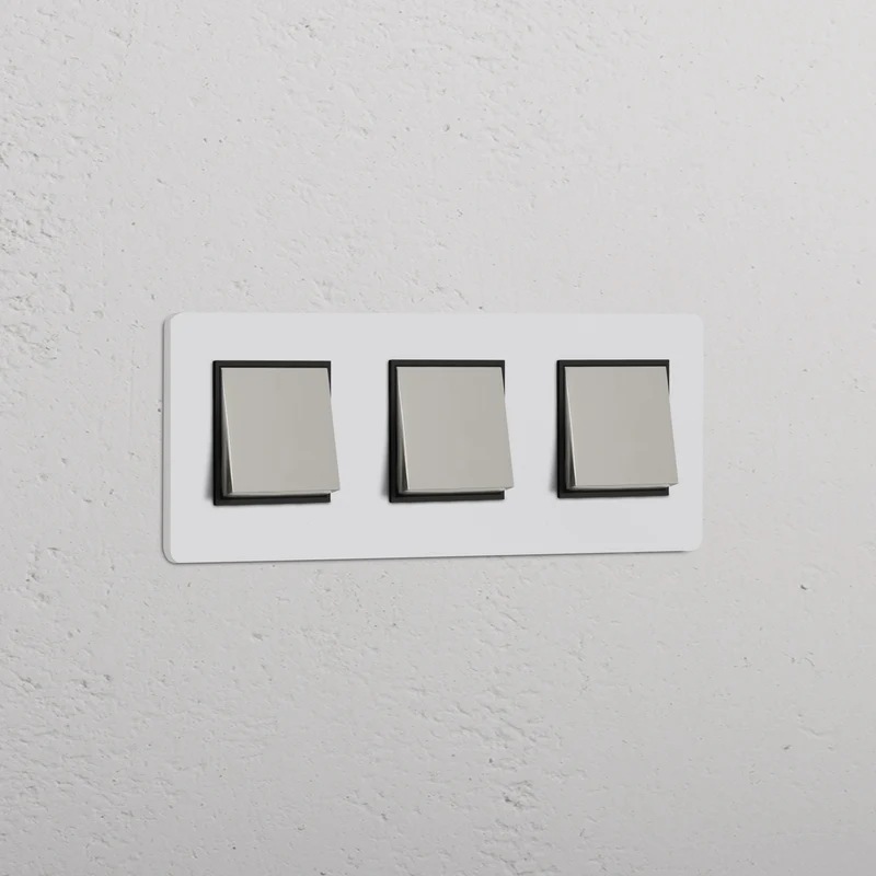 Grove Triple 3x Rocker Switch – Paintable Polished Nickel | Black