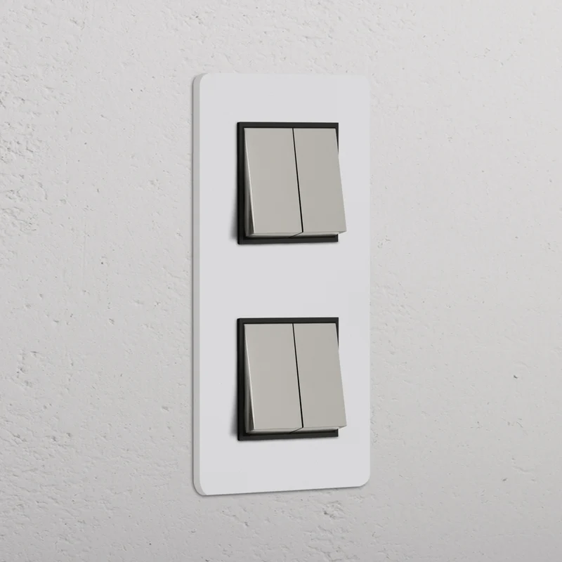 Grove Double 4x Vertical Rocker Switch – Paintable Polished Nickel | Black