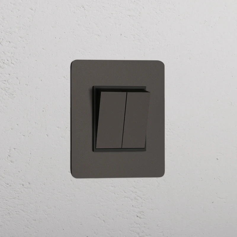 Kew Single 2x Retractive Rocker Switch - Bronze | Black