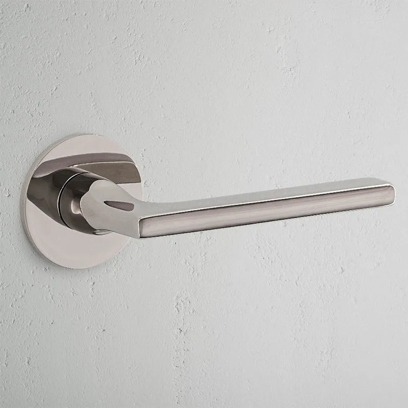 Clayton Flush Unsprung Door Handle (Scandinavian) - Polished Nickel