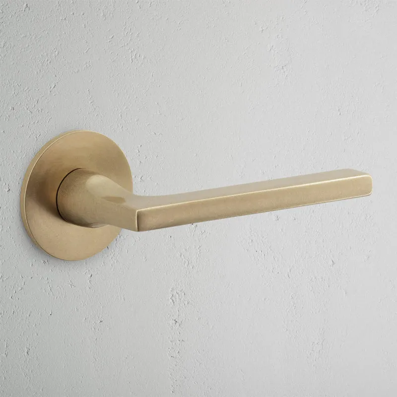 Clayton Flush Unsprung Door Handle (Scandinavian) - Antique Brass