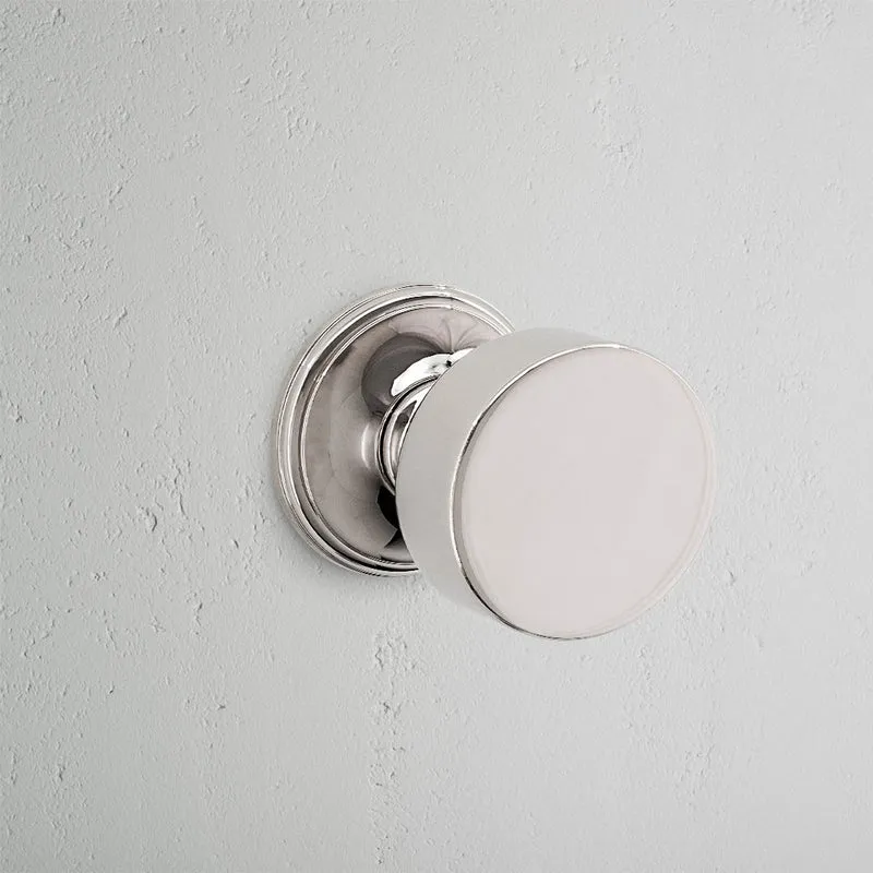 Onslow Fixed Door Knob (Scandinavian) - Polished Nickel