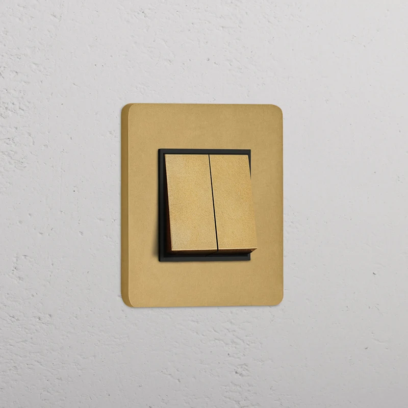 Grove Single 2x Rocker Switch - Antique Brass | Black