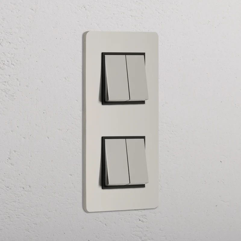 Grove Double 4x Vertical Rocker Switch - Polished Nickel | Black