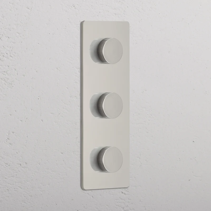 Grove Triple 3x Vertical Multiway Dimmer Switch - Polished Nickel