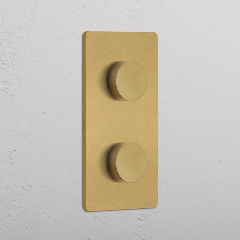 Grove Double 2x Vertical Multiway Dimmer Switch - Antique Brass