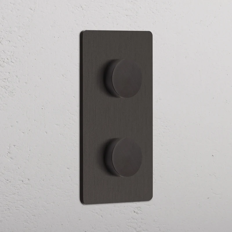 Grove Double 2x Vertical Multiway Dimmer Switch - Bronze