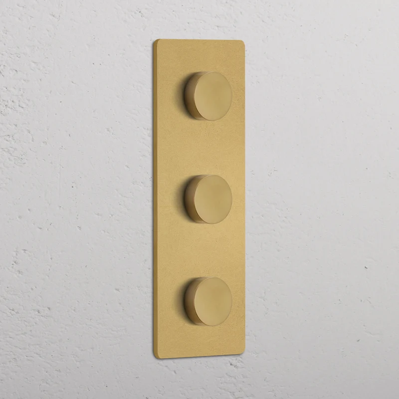 Grove Triple 3x Vertical Multiway Dimmer Switch - Antique Brass