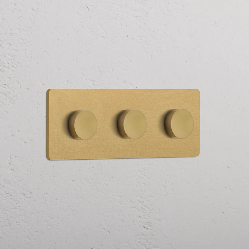 Grove Triple 3x Multiway Dimmer Switch - Antique Brass