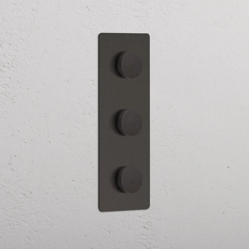 Grove Triple 3x Vertical Multiway Dimmer Switch - Bronze