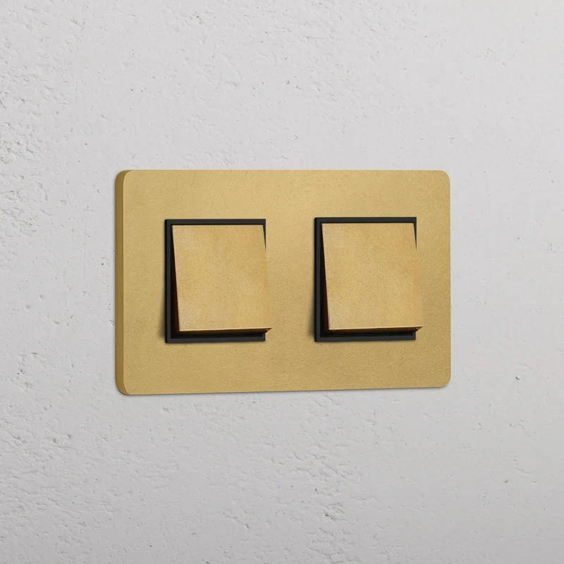 Grove Double 2x Rocker Switch - Antique Brass | Black