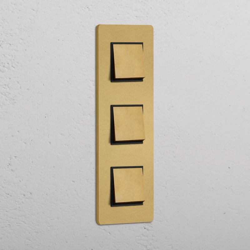 Grove Triple 3x Vertical Rocker Switch - Antique Brass | Black